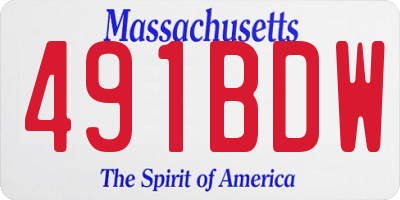 MA license plate 491BDW