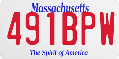 MA license plate 491BPW