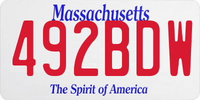 MA license plate 492BDW