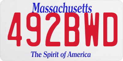 MA license plate 492BWD