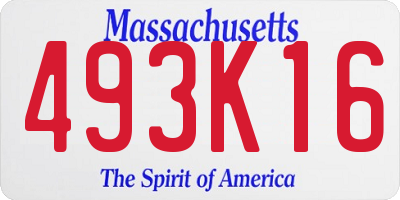 MA license plate 493K16