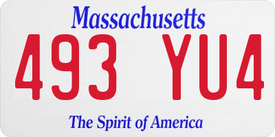 MA license plate 493YU4