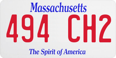 MA license plate 494CH2