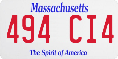 MA license plate 494CI4