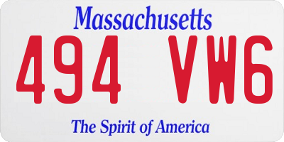 MA license plate 494VW6