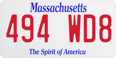 MA license plate 494WD8