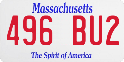 MA license plate 496BU2