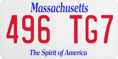 MA license plate 496TG7