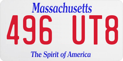 MA license plate 496UT8