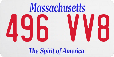 MA license plate 496VV8