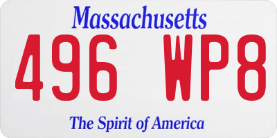 MA license plate 496WP8