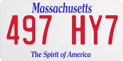 MA license plate 497HY7