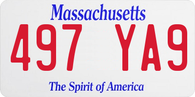 MA license plate 497YA9
