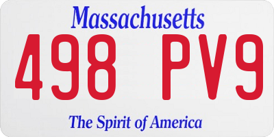 MA license plate 498PV9