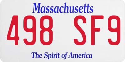 MA license plate 498SF9