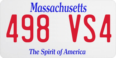 MA license plate 498VS4