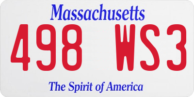 MA license plate 498WS3