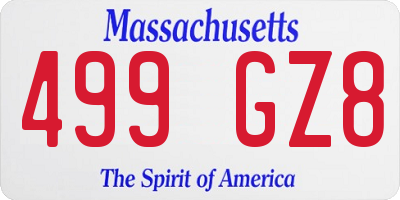 MA license plate 499GZ8