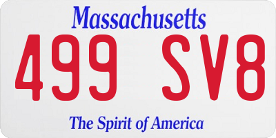 MA license plate 499SV8