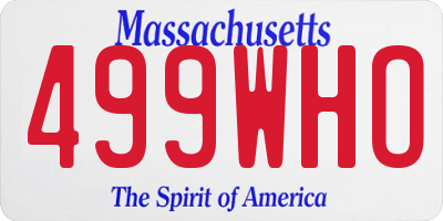 MA license plate 499WHO