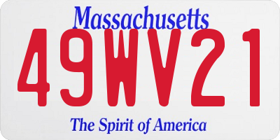 MA license plate 49WV21