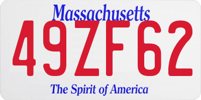 MA license plate 49ZF62