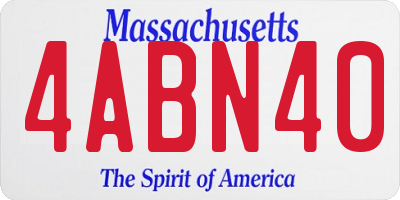 MA license plate 4ABN40