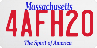 MA license plate 4AFH20