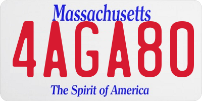 MA license plate 4AGA80