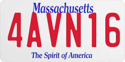 MA license plate 4AVN16