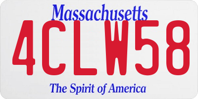 MA license plate 4CLW58