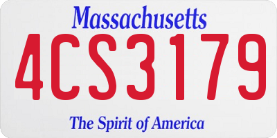 MA license plate 4CS3179