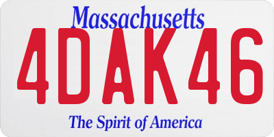 MA license plate 4DAK46