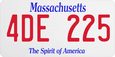 MA license plate 4DE225