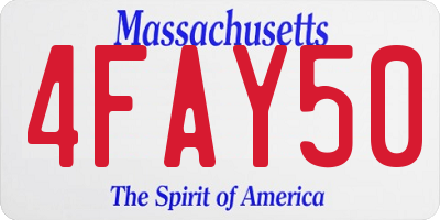 MA license plate 4FAY50