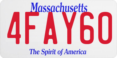 MA license plate 4FAY60