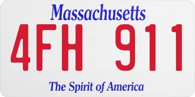 MA license plate 4FH911