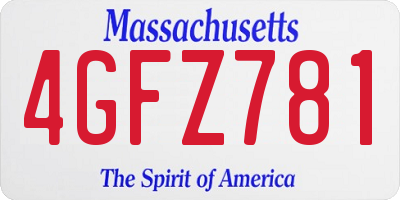 MA license plate 4GFZ781