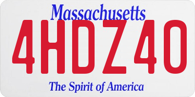 MA license plate 4HDZ40