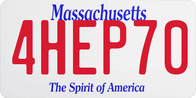 MA license plate 4HEP70