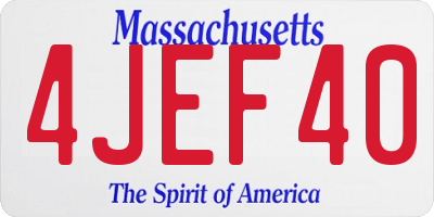 MA license plate 4JEF40