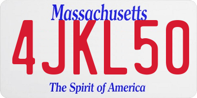 MA license plate 4JKL50