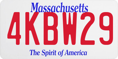 MA license plate 4KBW29