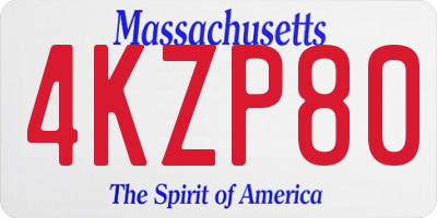 MA license plate 4KZP80