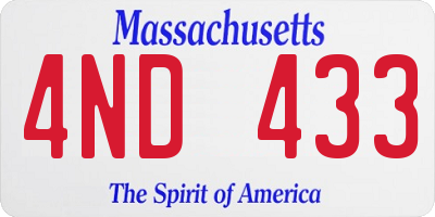 MA license plate 4ND433