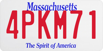 MA license plate 4PKM71