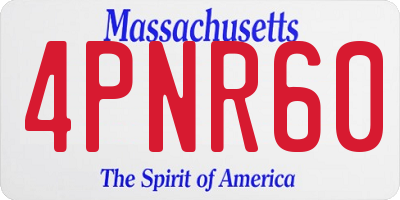 MA license plate 4PNR60