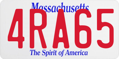 MA license plate 4RA65