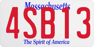 MA license plate 4SB13