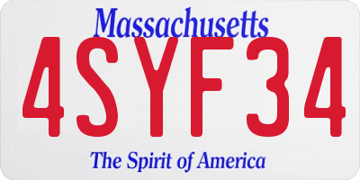 MA license plate 4SYF34